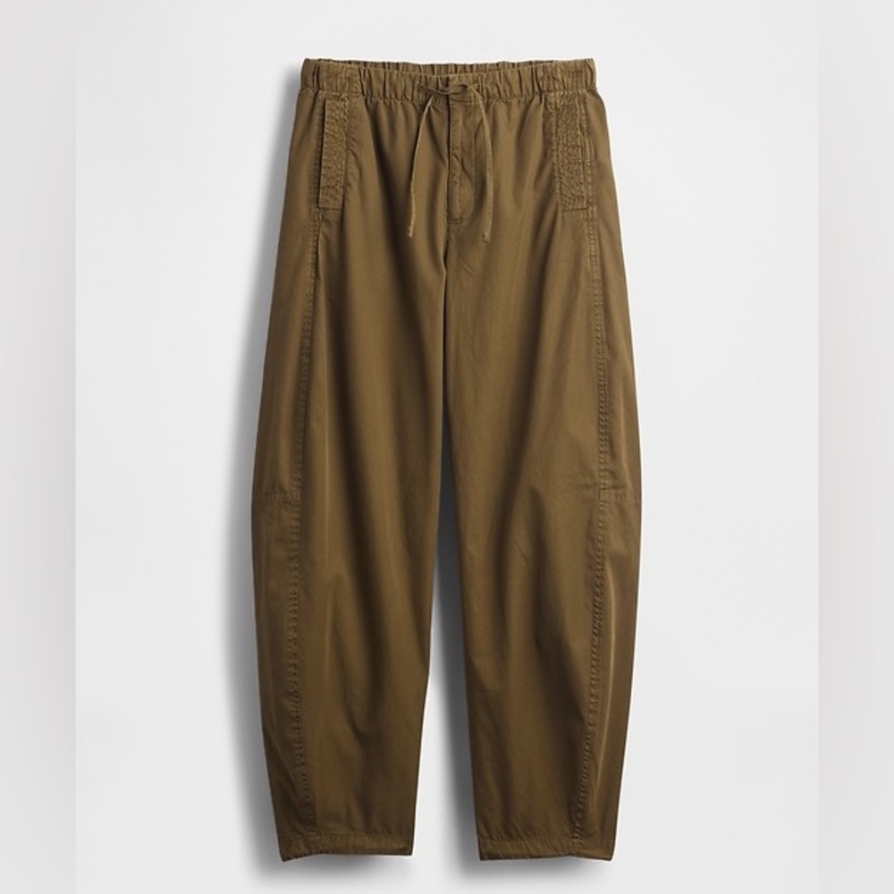Gap Mid-Rise Barrel Parachute Pants Bracken Olive Green